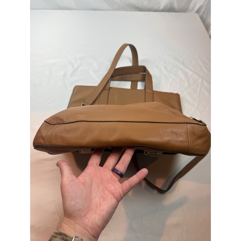 Fossil Y2K Camel Brown Leather Utility Tote Cargo Pocket Crossbody Bag - Picture 10 of 16